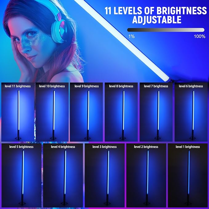 4 Pack DJ Tube Lights 4ft Battery Powered Light Bar 120cm Handheld LED DJ Lights with Stand, Music Sync, 500 Vivid Effects, Portable Stick Lights for Concer Neon Parties Stage Lighting Photography - Image 7