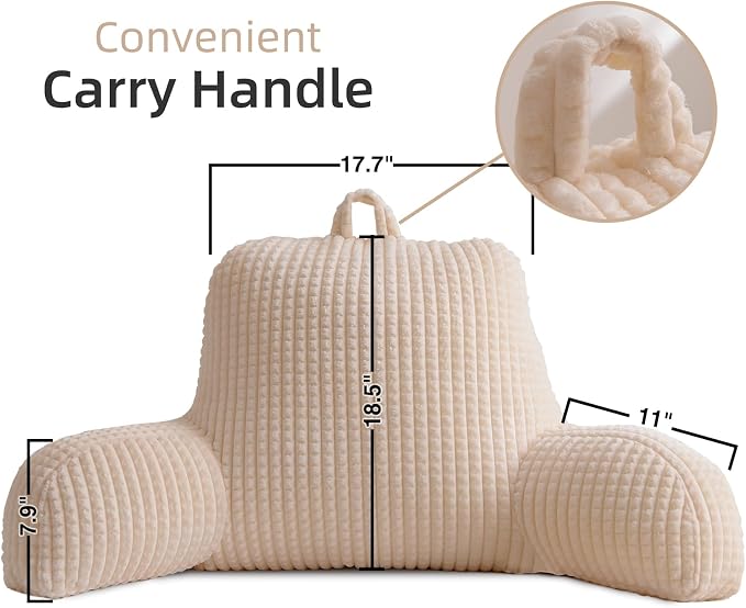 A Nice Night Ivory 18.5" Bed Wedge Reading Pillows with Arms for Sitting - Image 2