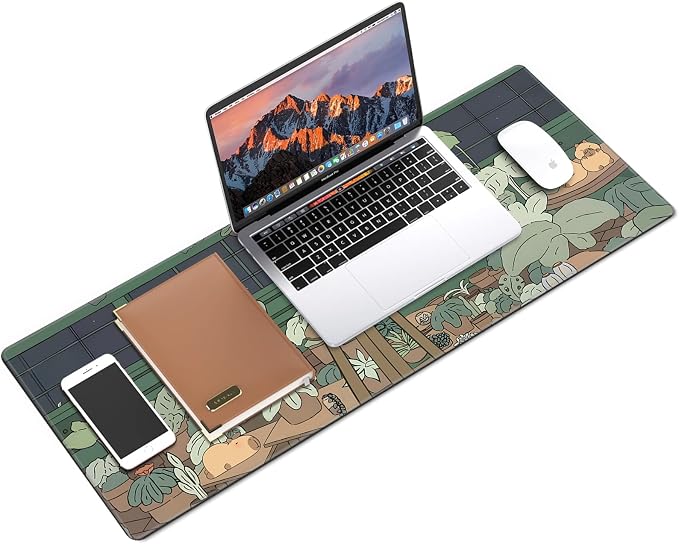 Galdas Gaming Mouse Pad XXL XL Large Long Extended Big Mousepad Non-Slip Rubber Keyboard Mouse Pad with Stitched Edges for Laptop Home Office (31.5x11.8x0.08 Inch) … (Green Window) - Image 3