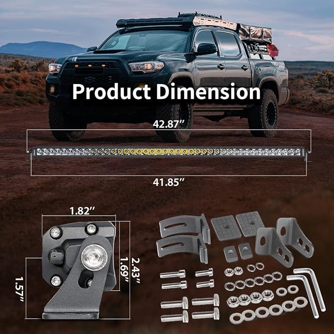 LASFIT 42 inch LED Light Bar Single Row Slim Spot Flood Combo Driving 6000K - Image 6