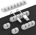 Desk Accessories for Charging Organizer - 5 Packs Grey Computer Desk Accessories and Adhesive Cord Organizer for Cable Holder Cleans Up Messy Wires at Home, Car and Office (7-5-3-1-1 Slots) by TviewSmart