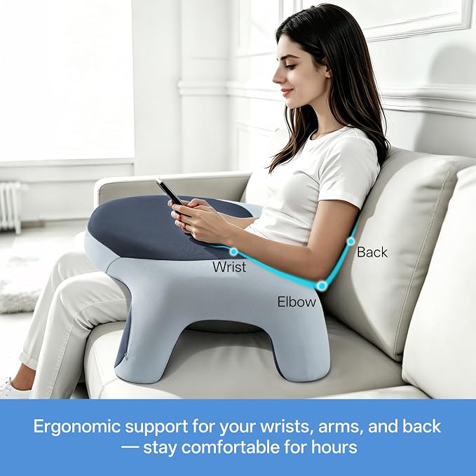 Ergonomic Curved Lap Desk Pillow for Gaming & Reading, Soft Memory Foam Lap Laptop Desk with Cup Holder & Phone Pocket, Breathable Non-Slip Lap Pillow for Bed Couch, Ideal Gamer Gift (Accents) - Image 5