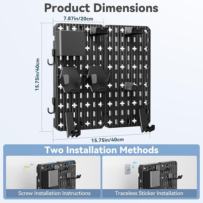 KDD Keyboard and Mouse Display Stand Holder, Wall Mount Office Organization Pegboard Combination Kit with Pen holder, Hooks, Headset & Controller Stand for Office & Home Hanging Organizer Storage - Image 8