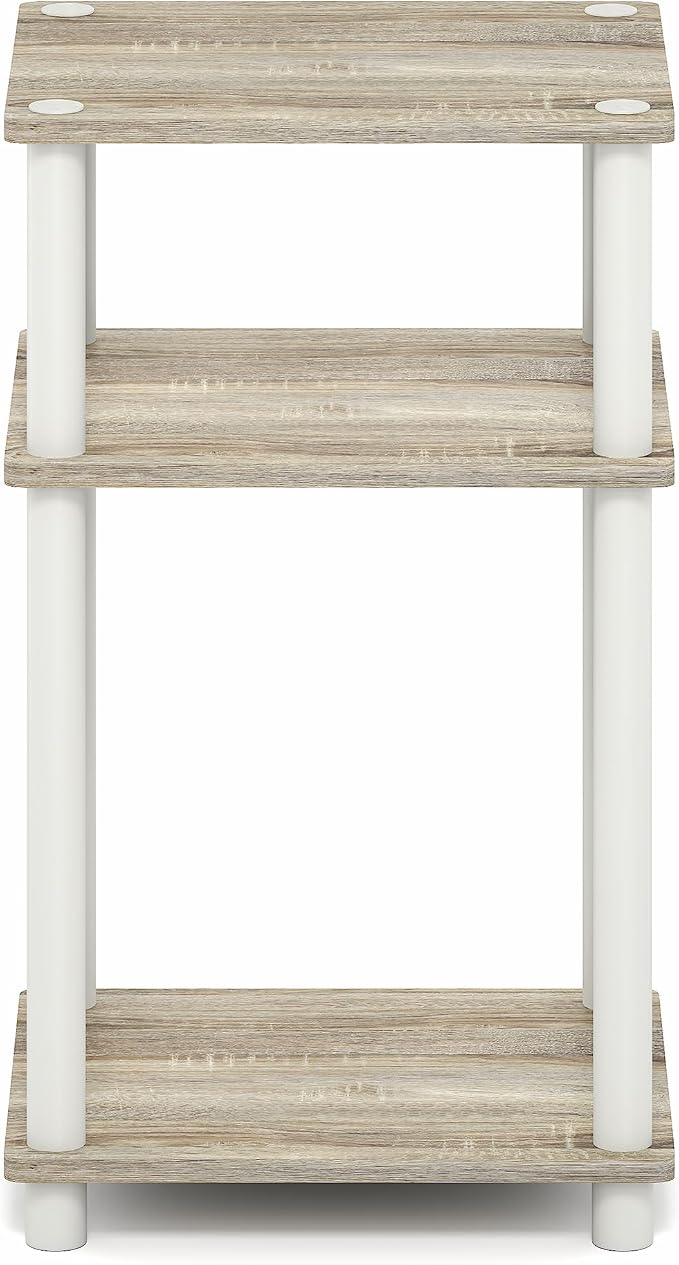 Furinno Turn-N-Tube 3-Tier Toolless Side Table, Compact, Light Oak - Image 8