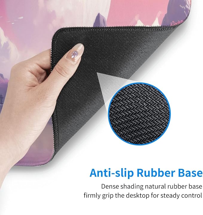 Watercolor Japanese Large Gaming Mouse Pad,Japanese Mouse Pad 31.5 x 11.8 in Mat Desk Pad,Large Desk Mat,Extended Keyboard Mousepad with Non-Slip Base and Stitched Edge for Desk Home Office - Image 4