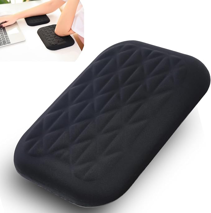 LargeLeaf Ergonomic Wrist & Elbow Rest Pad for Desk with Memory Foam & Non-Slip Base, Relieve Elbow Pain Armrest Wrist Support(7.8 * 5.1 inch, Black, 1) by LargeLeaf