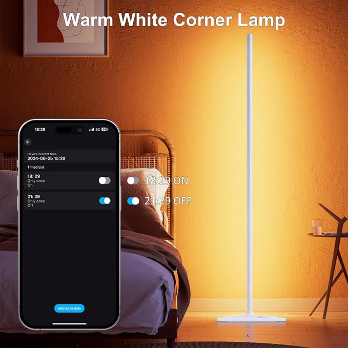 MIHEAL 2PCS Corner Floor Lamp, Synced Lights LED Control Floor Lamp RGB Light 56" Smart LED Corner Lamp App and Remote for Living Room Gaming Bedroom and Etc. - Image 4