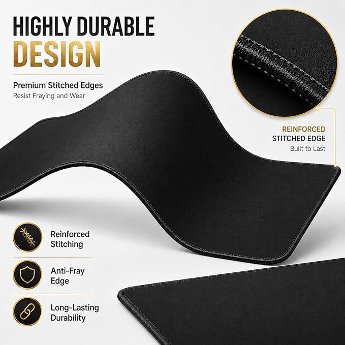 KTRIO Large Gaming Mouse Pad Desk Mat for Gamer, 31.5" x 11.8", Black, XL | Extended Size Design, Superior Micro-Weave Cloth, Non-Slip Rubber Base, Durable Stitched Edges, Water-Resistant Coating - Image 6