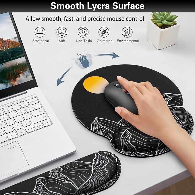 Mouse Pad Black, Ergonomic Keyboard Wrist Rest, Mouse Pad with Wrist Rest - Image 5