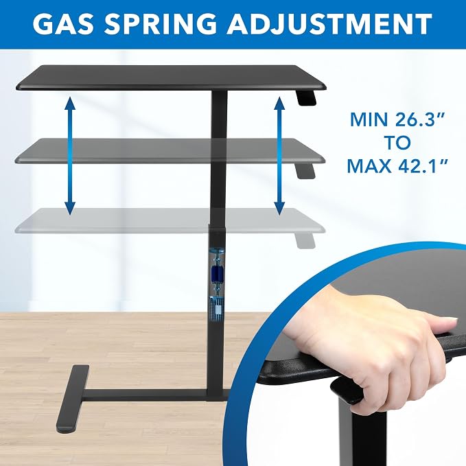 Mount-It! Hospital Overbed Table with Wheels, Adjustable Height, Black - Image 9