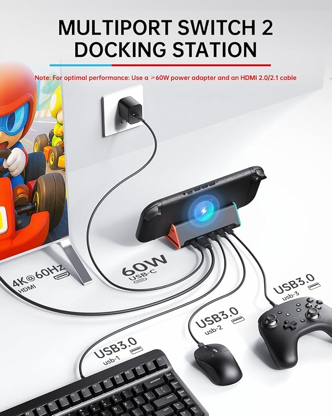 Switch 2 Dock with HDMI, 4K Portable Docking Station for Nintendo Switch2 - Image 6