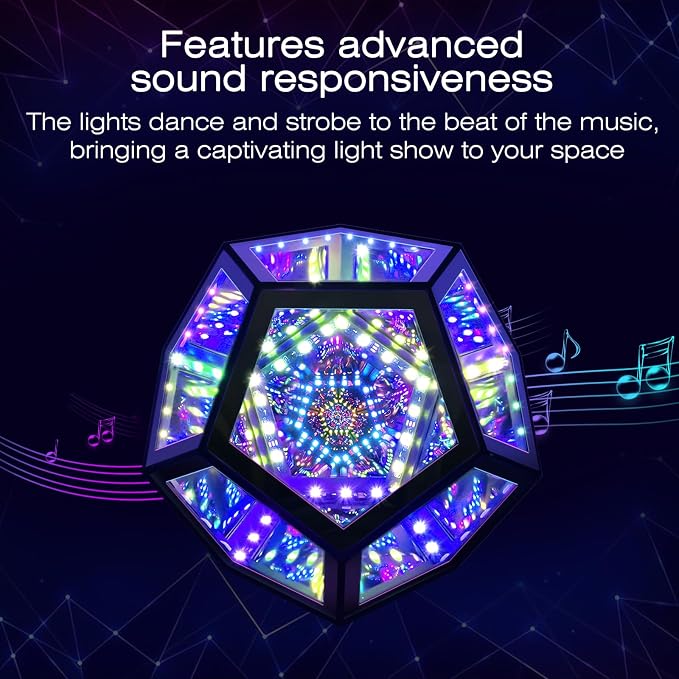 MITO Infinity Mirror Light Dodecahedron, RGBW Cube Light Decor for Gaming - Image 4