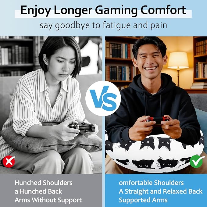 Crafting Pillow for Crocheting, Crochet Pillow for Lap Support, 12 Fun Print Styles, Ergonomic Arm Support, For Bed, Floor, Chair Comfort, Pain Relief and Fatigue for Gaming and Woking (Cat) - Image 6