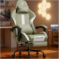 GTPLAYER Gaming Chair with Foot Rest & Pocket Spring Cushion, Ergonomic High Back Computer Desk Chair with Headrest & Lumbar Support for Back Pain Relief, Breathable Fabric, Green by GTPLAYER