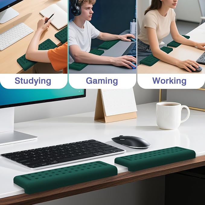 L-Shaped Desk Edge Cushion, 2 PCS Elbow Rest for Desk, Dark Green | Memory Foam, Ergonomic Support, Elbow Pad & Arm Rest for Palm, Wrist & Forearm, Non-Slip & Separate Design, Office & Home - Image 6