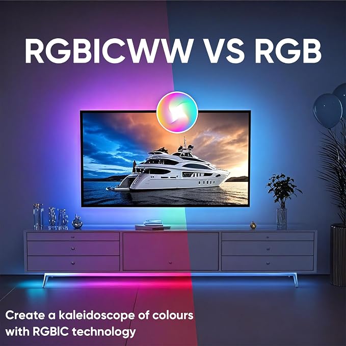 LED Strip Lights for Bedroom 32.8ft,Music Sync Color Changing LED Lights with Remote and App Control,RGBICWW Strip for Room Home Kitchen Party Stairs Bar Decoration - Image 3