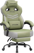 GTPLAYER Big & Tall Gaming Chair, Wide Seat with Footrest, Green | Ergonomic High Back Computer Desk Chair for Adults, Comfort Padded Seat with Lumbar Support Armrests Recliner for Office/Home by GTPLAYER