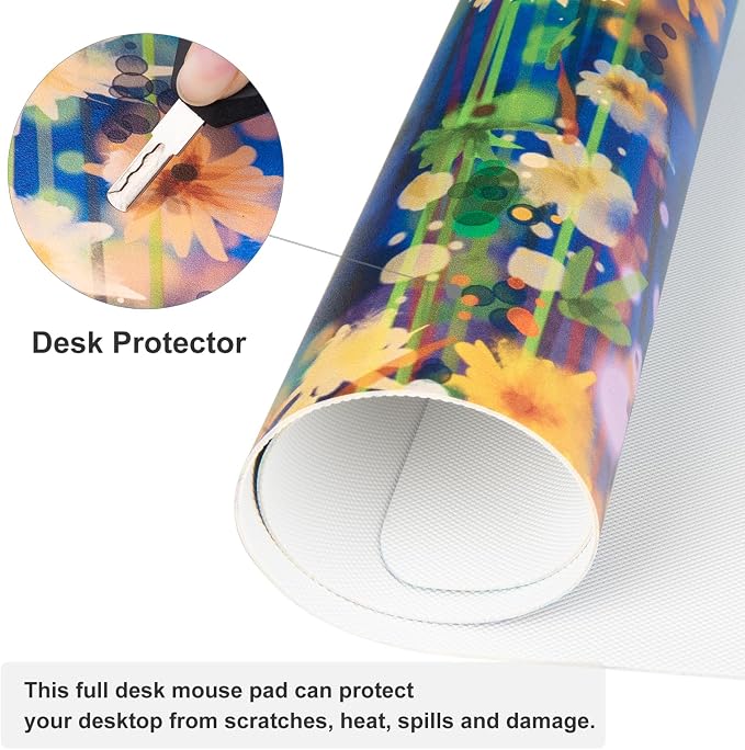 QiyI PU Leather Large Mouse Pad, Office Decor, 31.5" x 11.8", Ivy Flowers | Desk Décor Accessories, Extended Size, Waterproof & Easy to Clean, Smooth Surface, Non Slip Desk Organization - Image 5