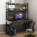 Computer Desk with Pegboard & Storage Shelves, Industrial Gaming Desk PC Desk Multifunctional Workstation for Home Office(80CM, Carbon Fiber) by Unknown