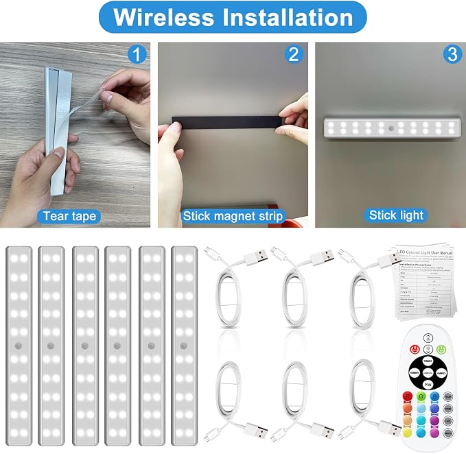 Diomart Under Cabinet Lighting Wireless with Remote, 6 Pack - Image 7