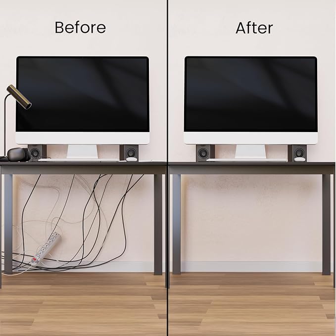 EVEO Cable Management Under Desk Kit (12 Units)- Under Desk Cable Management Cord Cover, Cable Hider Cord Management Under Desk Cable Organizer Cord Organizer Tray - 96''J Channel 12X16 - White - Image 4