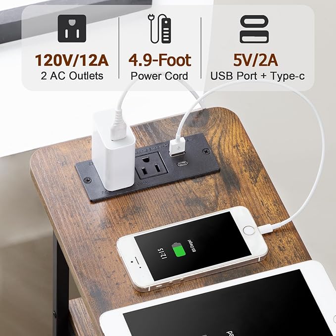 LOAKEKEL Narrow End Tables Living Room Set of 2 with Charging Station - Image 5
