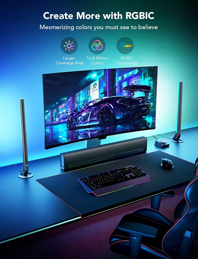 Govee RGBIC Gaming Light Bars H6047 with Smart Controller, Wi-Fi Smart LED - Image 4