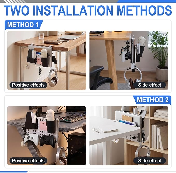 Desk Side Storage Organizer Set Fits Edge 0.2-2.2",Classic,White - Image 6