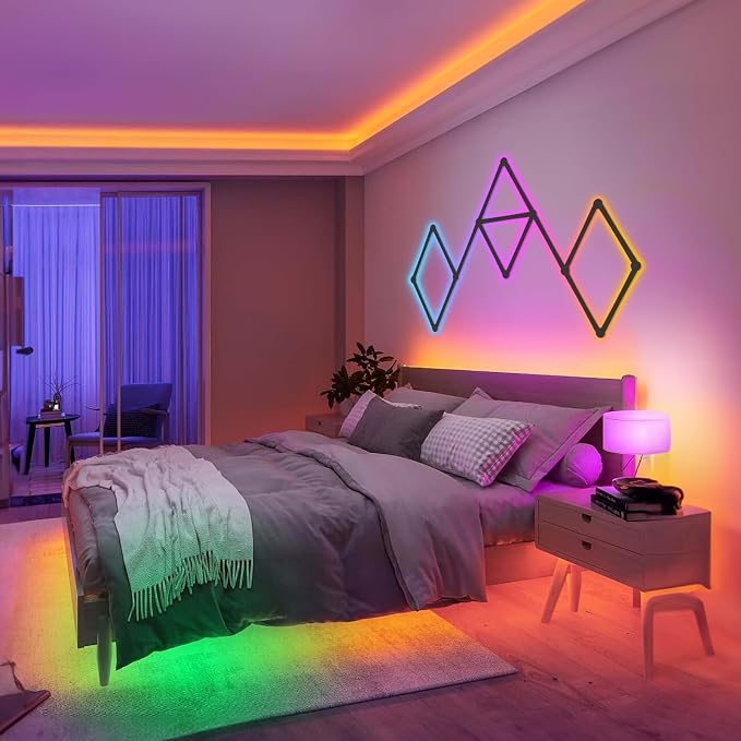 Smart Wall Light Lines, WiFi RGB LED Bars, 16M+ Color Dimmable Music Sync DIY Home Decor for Gaming Party Streaming Lovers, Compatible with Alexa & Google Assistant (6 Lines, Black) - Image 9