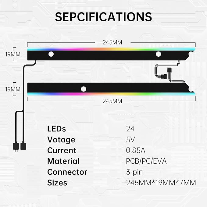 AsiaHorse ARGB Light Strip for Motherboard, 24 Independent Addressable RGB, 5V 3-pin Aura Sync, Lightsaber-X Led PC Parts Kit Compatible with Micro-ATX - Image 6
