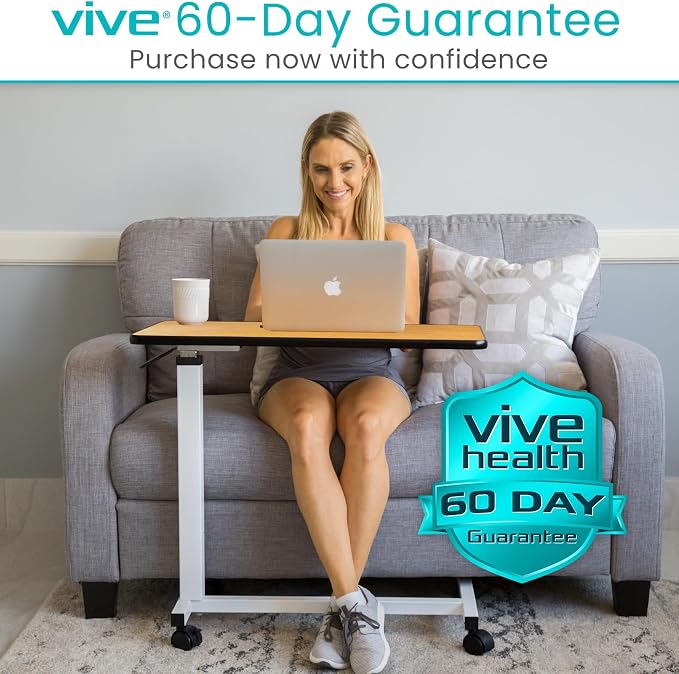 Vive Overbed Table (XL) - Hospital Bed Table - Swivel Wheel Rolling Tray - Image 9