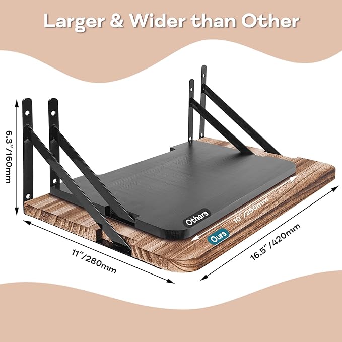 Projector Shelf,16.2" x 11"(L*W),Router Wall Mount Floating Shelf,Projector Mount Rack Holder,Modem Cable Box for Xbox Series PS5 PS4 Wood SS1 - Image 5
