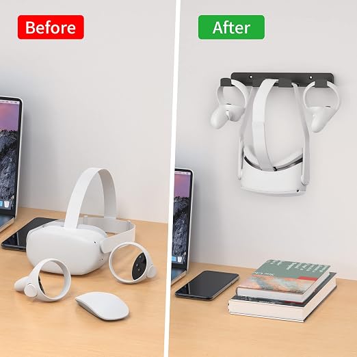 SOKUSIN VR Wall Mount - Storage Stand Holder Hook for Meta/Oculus Quest 2/3/Quest/Rift/Rift S/PSVR 2/Valve Index/HTC Vive/HP Reverb G2/PlayStation VR Headsets, Gaming Controller Hanger Space Saving - Image 3
