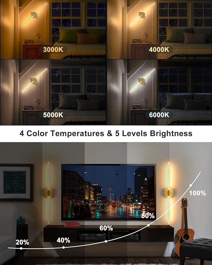 Wall Sconce Set of 2: Gold Rechargeable Wireless Magnetic Install, Crystal - Image 9