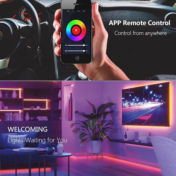 Smart Under Cabinet Lighting with Remote,RGB Cabinet Lights,Color Changing LED Strip Lights for PC,Kitchen Under Counter Lighting Plug in,Shelf Lights,LED Light Bar,Work with Alexa,Google,App,6pcs - Image 3