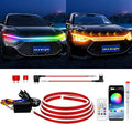 YM E-Bright LED Hood Light Strip, 79in RGB App Control Dynamic Scan DRL 12V by YME-Bright