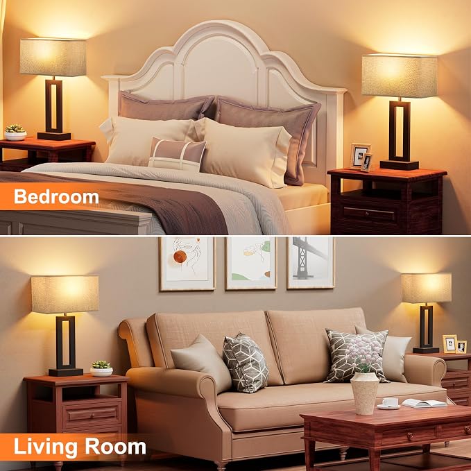 Seealle Nightstand Table Lamps for Bedrooms Set of 2 - Touch Bedside Lamp with USB C+A, 3 Way Dimmable Living Room End Tables 2, Modern Night Stand Bed Side Guest Room(Grey) B. Grey - Image 4