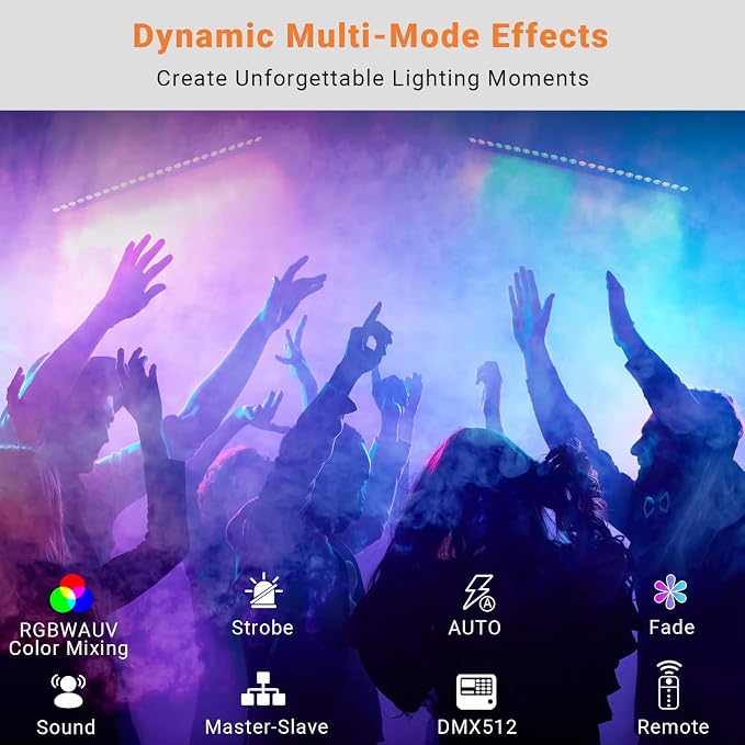 Stage Wash Light Bar: Remote & DMX Control - Easy Setup for DJ Party Planner - 150W 24LEDs RGBWA+UV Color Mixing - Wall Washing Uplight for Event Music Live Show Wedding Band Performances - Image 5