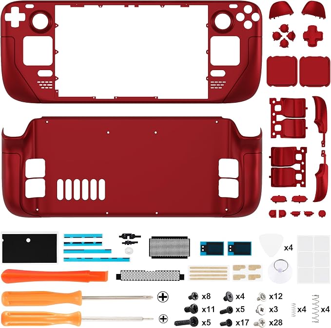 eXtremeRate DIY Full Set Shell with Buttons for Steam Deck LCD, Custom Faceplate Back Plate Replacement Shell for Steam Deck LCD - Scarlet Red [Console NOT Included] - Image 2