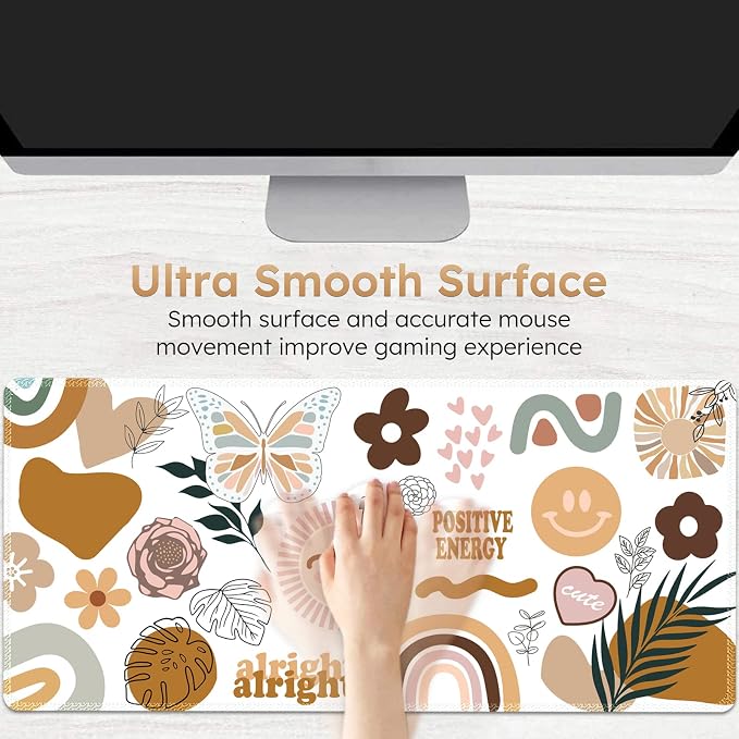 iCasso Desk Mat,Large Gaming Mouse Pad,XXL Desk Pad,Sticker | Stable Rubber Base Mousepad with Stitched Edges,Computer Keyboard Mat for Work Office Home - Image 3