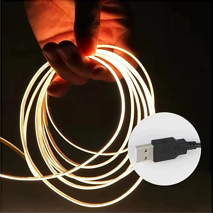 Ultra-Narrow 3mm USB COB LED Strip Lights Self-Adhesive, for Kitchen Cabinets, Bedroom, Gaming Desk (4000k Natural White, 5ft) - Image 9