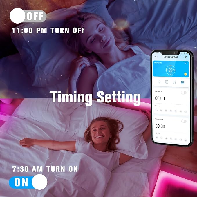 DAYBETTER LED Strip Lights 200 ft (2 Rolls of 100 ft), Smart App Control Lighting Bedroom Rome Decor with Remote, RGB Color Changing LED Lights for Party - Image 4