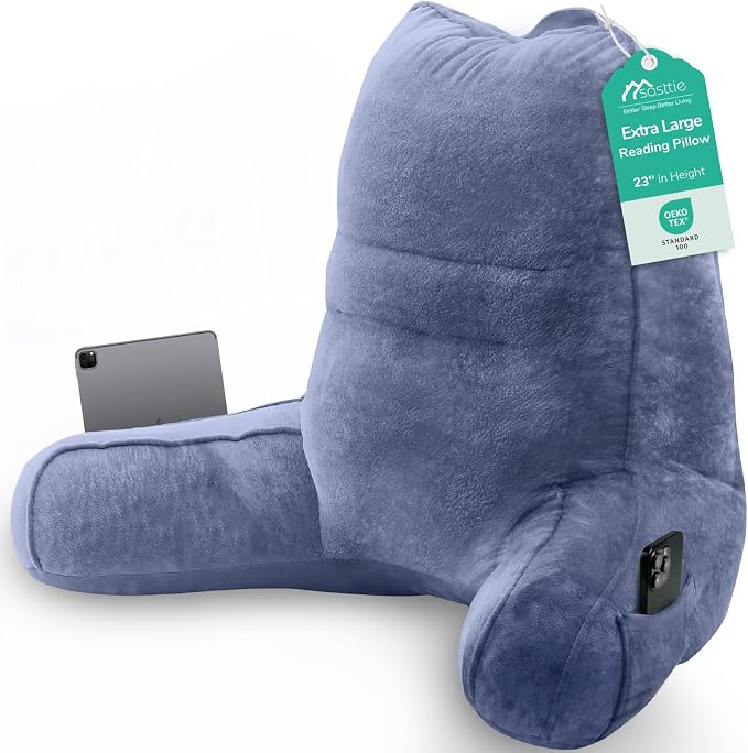 Sasttie Reading Pillow for Bed, Back Pillow for Sitting Up, Grey Purple by SASTTIE
