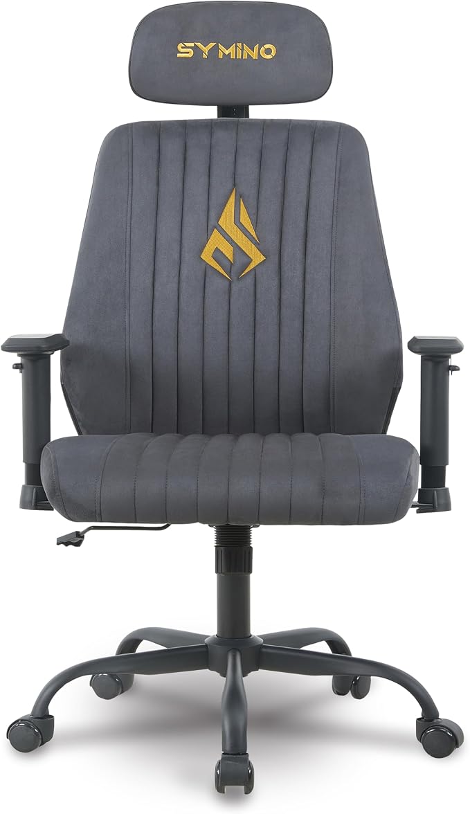 Symino Office Chair Ergonomic with 109° Rocking Function, Breathable Suede Fabric, Integrated Lumbar Support, Adjustable Headrest & Armrests, Swivel Desk Chair by Unknown