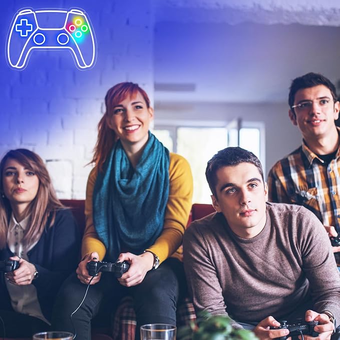 Gamer Neon Sign, Gamepad Shaped LED Neon Sign for Gamer Room Decor, Gaming Neon Sign for Boys Room Decor, Neon Gaming Sign for Gaming Wall Decor, USB Powered Gamer Gifts for Teens, Boys, Kids - Image 4