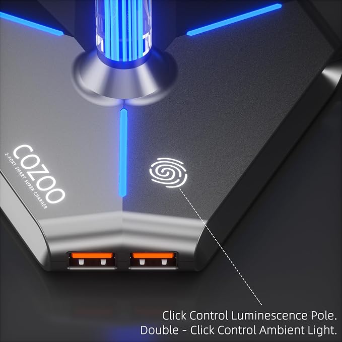 cozoo Desk headset stand Touch RGB Light Stand 4 Color Modes 2 USB Grey | Headphone Stand for Desk with 4 Fixed Colors & RGB Cycle Lighting,Built-in 2 USB2.0 Charging Ports, for Most Gaming Headsets - Image 7