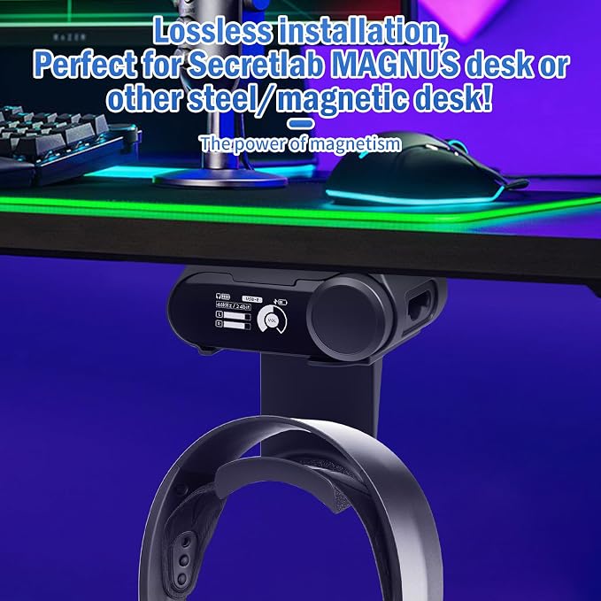 Under Desk Mount for SteelSeries Arctis Nova Pro, Elite and Omni Wireless Gaming Headset, Magnetic Base Station Holder for Arctis Nova Pro Wireless with Headphone Hanger Stand - Image 5