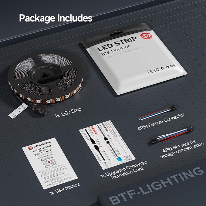 BTF-LIGHTING WS2815 LED Strip Light UL Listed 16.4FT 300 LED DC12V IP65 - Image 9