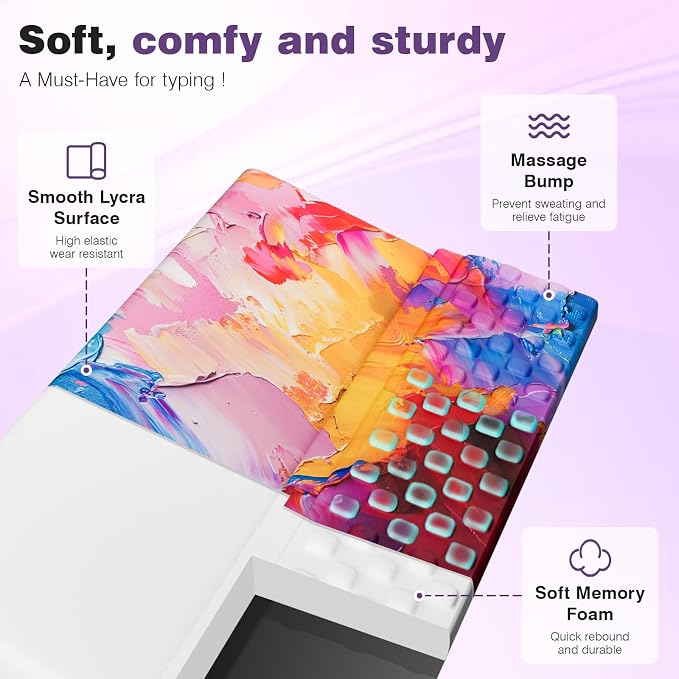 Ospelelf Keyboard Wrist Rest, Ergonomic Memory Foam Wrist Support for Typing & Gaming, Tilted Keyboard Pad, Aesthetic Desk Accessories for Office, Relief for Carpal Tunnel & Wrist Pain, Multicolored - Image 3