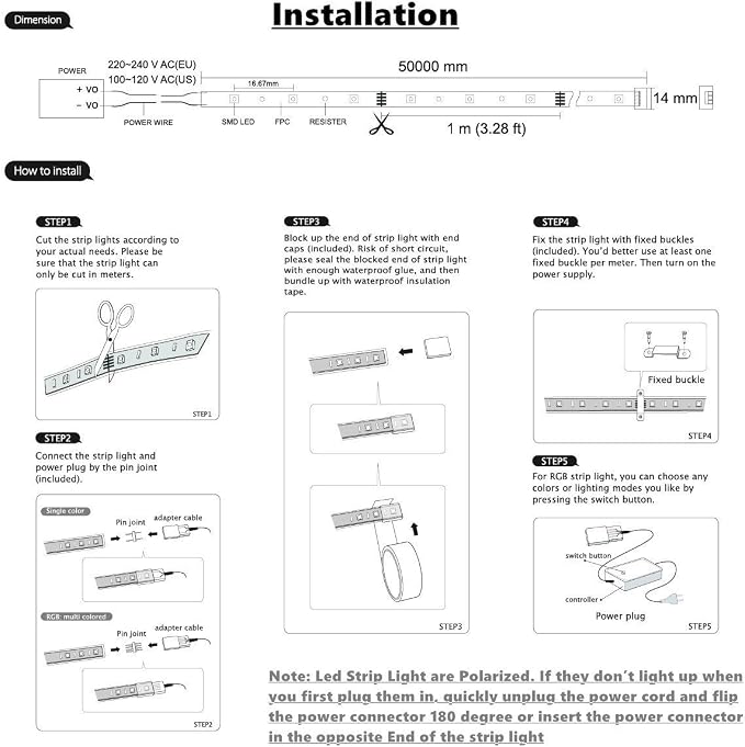 10pack of 4PINS and END Cap High Voltage RGB Light Strip - Image 5